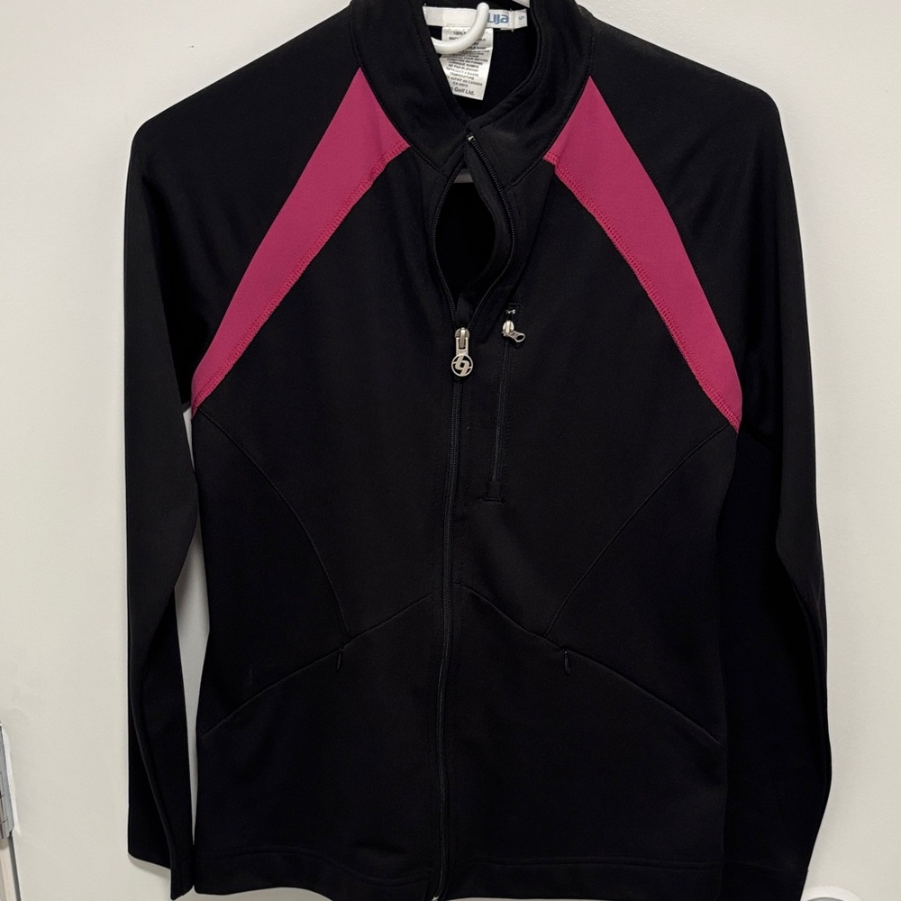 Lija black fitted jacket with hidden zipper compartments- Size S